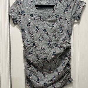 Motherhood Gray Floral Short Sleeve Top‎